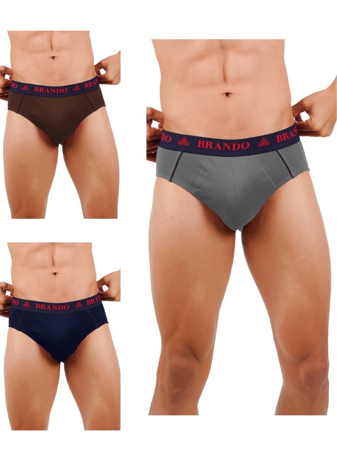 BRIDA - Brando Men's Cotton Combo: Comfy Breathable Round Neck (Vest) & Premium Comfortable Briefs (Dude)- Colours May Vary - Image 1