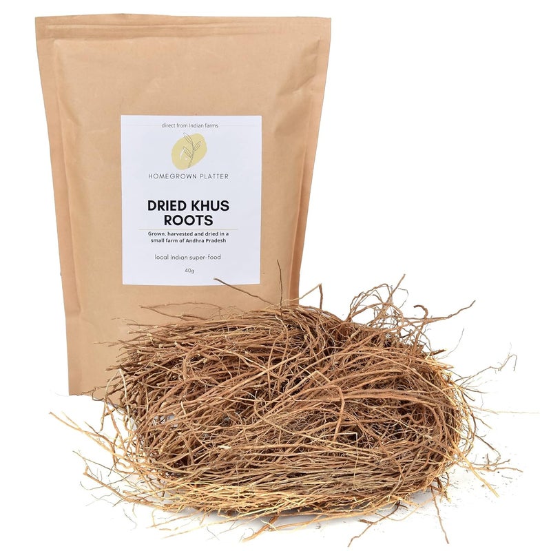 homegrown platter Homegrown Platter Pure Vetiver Roots 40g 100 Natural Khas ki Jad Dried Vetiveria Zizanioides Khus Root for Cool Gut Ulcers Skin Hydration Constipation Ushira  - Image 1