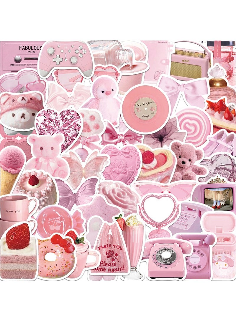 DTBG 100 Pcs Pink Girl Heart Bear Minimalist Korean Stickers, Laptop Ledger, Water Cup, Ipad Phone Case Decoration, Waterproof Sticker  - Image 1