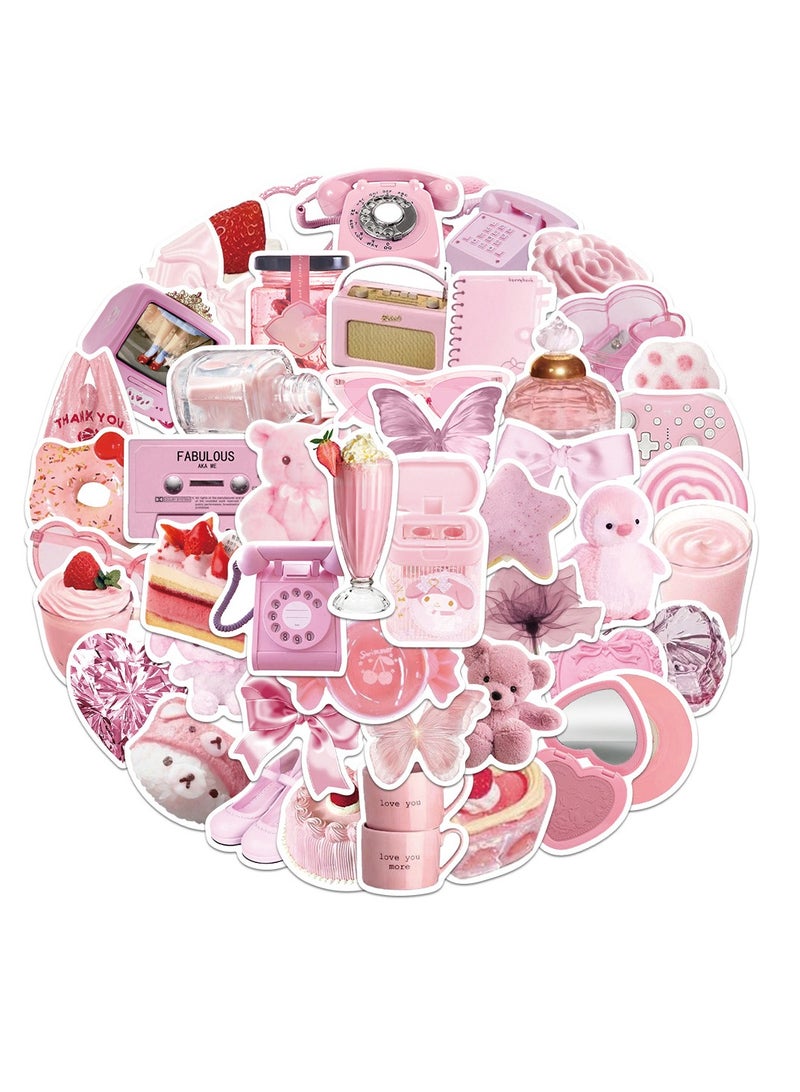DTBG 100 Pcs Pink Girl Heart Bear Minimalist Korean Stickers, Laptop Ledger, Water Cup, Ipad Phone Case Decoration, Waterproof Sticker  - Image 3