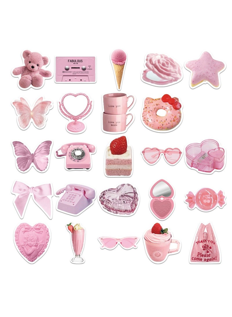 DTBG 100 Pcs Pink Girl Heart Bear Minimalist Korean Stickers, Laptop Ledger, Water Cup, Ipad Phone Case Decoration, Waterproof Sticker  - Image 4