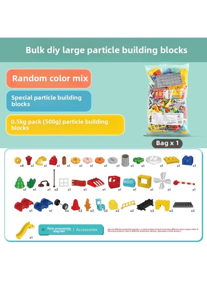 Feile Diy Large Particle Building Blocks Random Mixed 1 Jin Pack Basic Particles Slide Particle Building Blocks Wall-Color:Bulk Special Large Particle Building Blocks 1kg  - Image 1