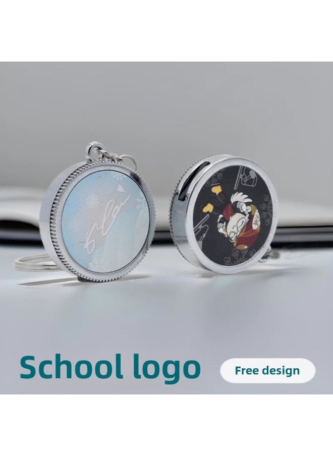 Round Rotating U Disk Customized Graduation Ceremony Commemorative U Disk Customized School Campus Badge Round Metal U Disk-Colour:White-Capacity:8GB  - Image 1