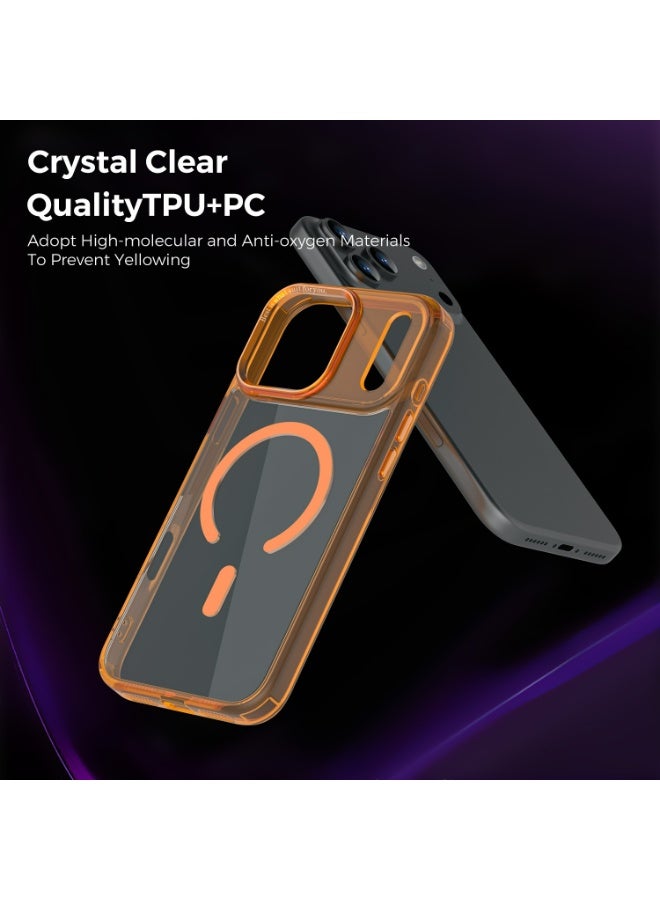 X-level Magnetic Case for iPhone 17 Pro Max 6.9-Inch Compatible with MagSafe, Shockproof Phone Bumper Cover, Anti-Scratch Clear Orange Back (Clear Orange) - Image 5