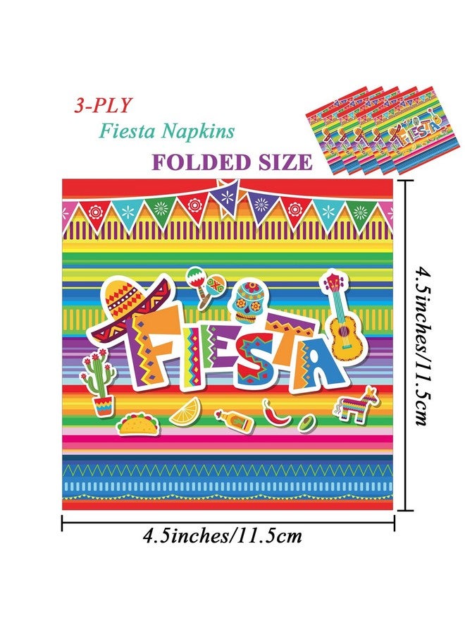 تفكس جيه عبوة من 100 منديل مكسيكي لحفل سينكو دي مايو، مناديل ورقية للاستخدام مرة واحدة بطابع مكسيكي، أعلام مخططة ملونة، حفلات أعياد الميلاد، تاكو، زينة طاولات الحفلات - Image 2