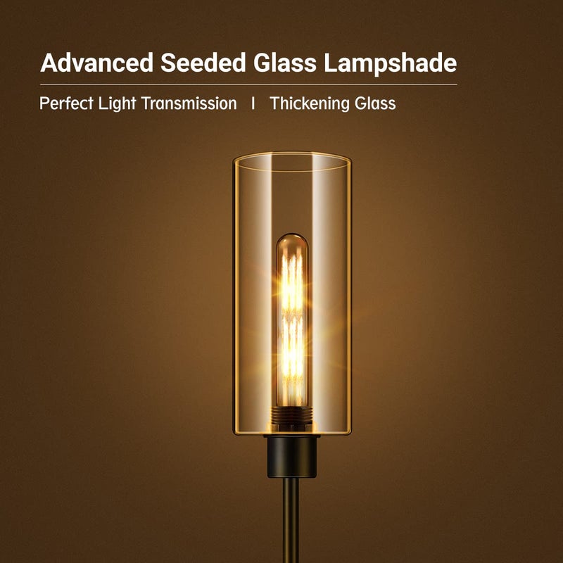 BoostArea Floor Lamp With Glass Lampshade, 4W Bulb Included - Modern Standing Pole Lamp for Living Room, Bedroom, Office, Kids Room, Reading - Image 3