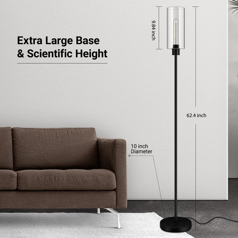 BoostArea Floor Lamp With Glass Lampshade, 4W Bulb Included - Modern Standing Pole Lamp for Living Room, Bedroom, Office, Kids Room, Reading - Image 5
