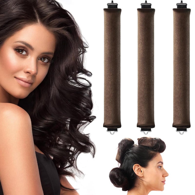 XVIA Heatless Curling Rods Satin Rollers for Women Flexible No Heat Hair Curlers Comfortable Overnight Curls DIY Hair Styling Tools LongLasting Waves Safe for Hair HealthBrown - Image 1