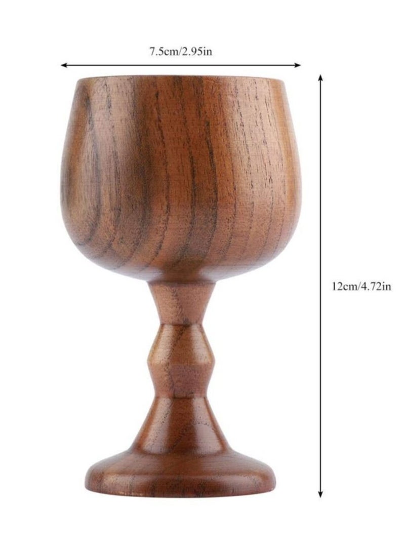 KASTWAVE Vintage Wooden Beer Cup 150ml Handmade Elegant Goblet Chalice Cup for Drinking Coffee Tea Milk Water Beer Ice Cola - Image 2