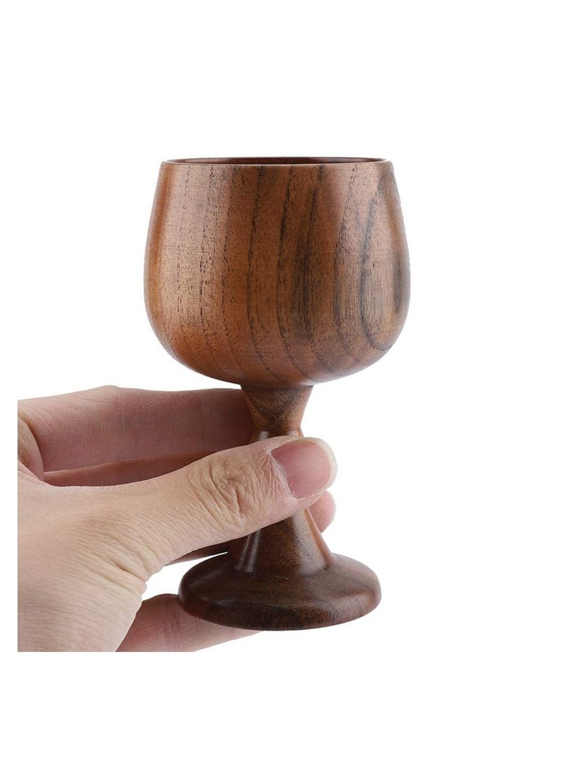 KASTWAVE Vintage Wooden Beer Cup 150ml Handmade Elegant Goblet Chalice Cup for Drinking Coffee Tea Milk Water Beer Ice Cola - Image 1