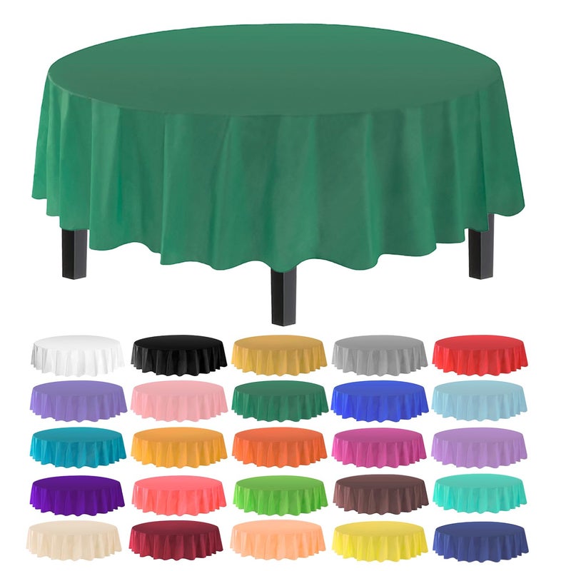 allgala Premium Disposable Round Plastic Table Cloths  12 Pack 84 inches 7 feet Waterproof StainResistent Easy CleanUp for Parties Events Gathrings and Everyday Use Dark GreenTC58507