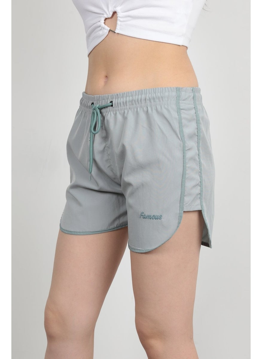 Giysa - John Borners Women's Swim Shorts Rope Tie Light Elastic Waist Short Cut Gray - 5402 - Image 1