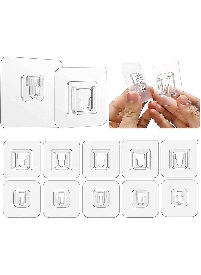 ديلشور خطافات حائط بلاستيكية ذاتية اللصق للذكور والإناث بحد أقصى 6 كجم خطافات ملصقات شفافة سحرية لتعليق حافظة الهاتف المحمول وواقيات المسامير وفرشاة المرحاض وإطارات الصور وإكسسوارات الحمام والمطبخ (عبوة من 20 قطعة) - Image 1