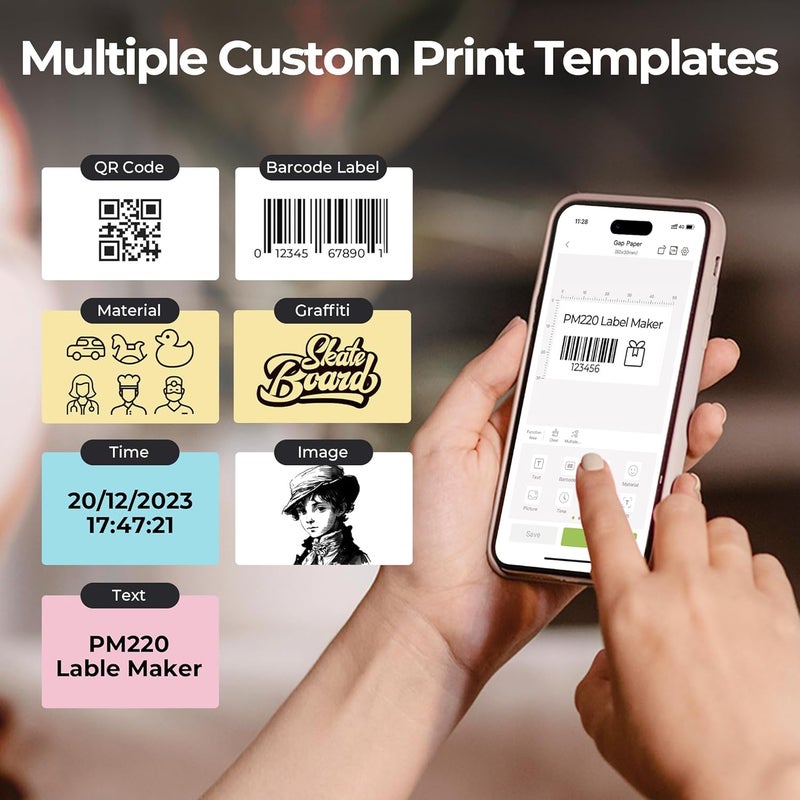 Nelko PM220 Label Maker Tape, Customized Label Printing Paper, 40 x 30 mm, Standard Laminated Office Labeling Tape Replacement, Thermal Label Tape for Home, Office, 230 Labels/Roll (White) - Image 3