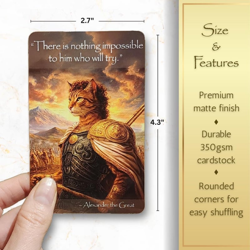 Mellow Minds Paws of Wisdom Motivational 54-Card Deck. Cat-Themed Historical Quotes, Positive Affirmations & Daily Actions for Personal Growth. Mindfulness & Self-Care Gift for Women, Adults, Teens, & Teachers - Image 4