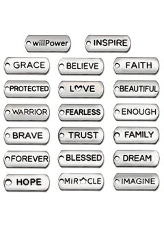 Oubaka 60Pcs Inspirational Charms Pendants For Jewelry Making Mixed Motivational Words Pendants Beads Charms Diy Craft Supplies Bracelet Charms Bulk For Jewelry Necklaces Bracelet Making Keychains  - Image 1