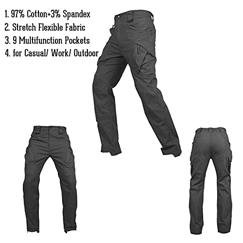 CARWORNIC Gear Men's Hiking Tactical Pants Lightweight Cotton Outdoor Military Combat Cargo Trousers Black - Image 5