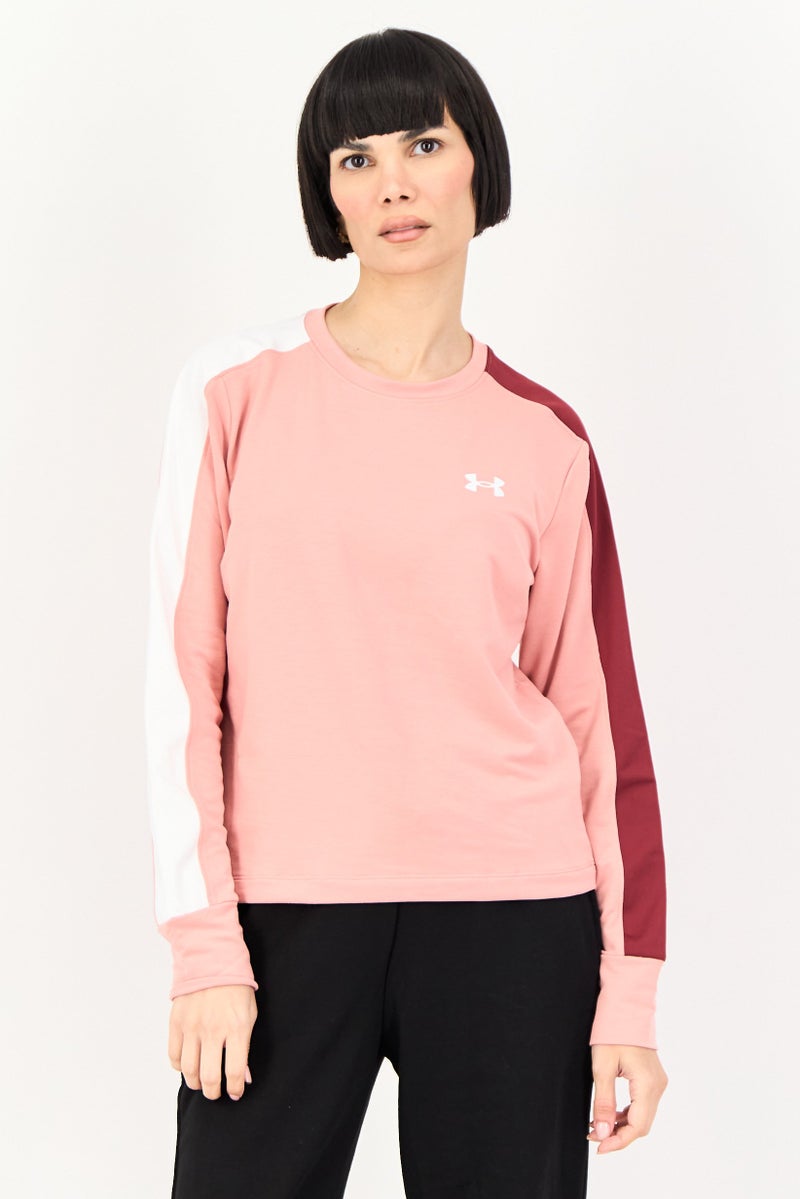 UNDER ARMOUR Women Loose Fit Long Sleeve Outdoor Sweatshirt, Pink - Image 1