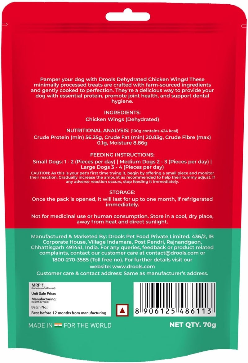 Drools Real Chicken Chews - Dehydrated Chicken Wings for Dogs - Image 2