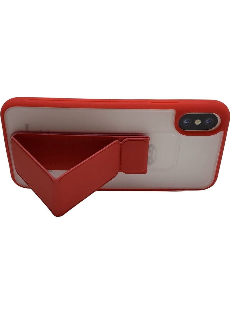 Protective Case Cover With Magnet Holder Hand Grip For iPhone XSMAX White/Red - Image 4