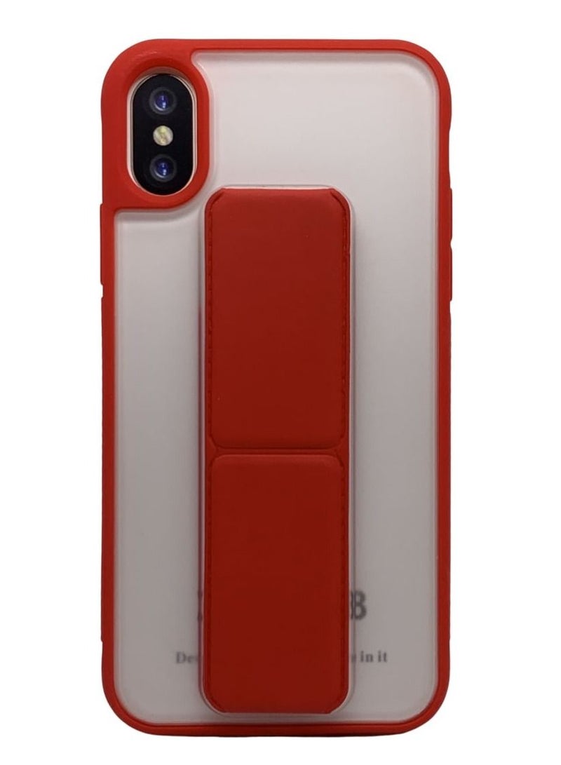 Protective Case Cover With Magnet Holder Hand Grip For iPhone XSMAX White/Red - Image 2
