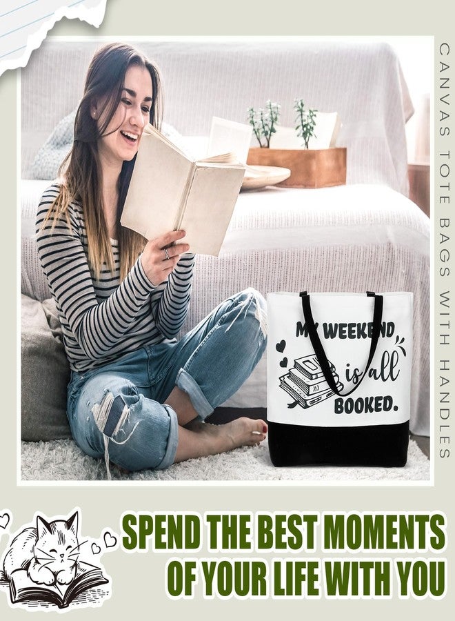 SilTriangle 10 Pcs Book Canvas Tote Bag Bulk for Women Cute Book Lovers Club Bookish Gifts Bags with Handle for Librarian Reader(Cute) - Image 4