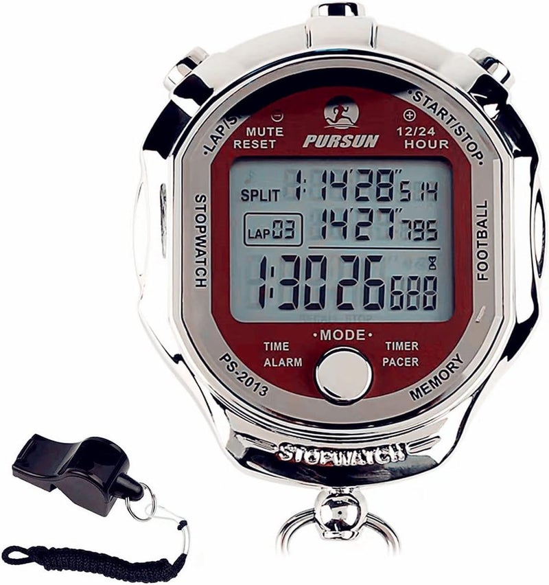 Rolilink Stopwatch Timer, Digital Stop Watch with 0.001second Timing, Metal 100 Laps Memory, Rolilink Large dispaly Alarm Clock for Coach Sports Running Marathon - Image 1