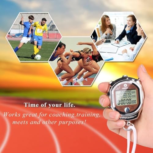 Rolilink Stopwatch Timer, Digital Stop Watch with 0.001second Timing, Metal 100 Laps Memory, Rolilink Large dispaly Alarm Clock for Coach Sports Running Marathon - Image 5