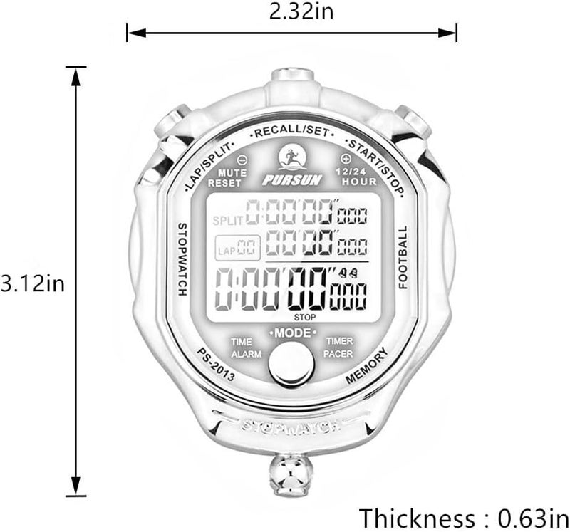 Rolilink Stopwatch Timer, Digital Stop Watch with 0.001second Timing, Metal 100 Laps Memory, Rolilink Large dispaly Alarm Clock for Coach Sports Running Marathon - Image 3