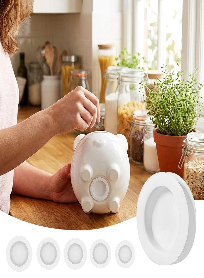 Eldraqth 20pcs Piggy Bank Stoppers Rubber Piggy Bank Hole Plugs Replacement 5 Sizes Rubber Saving Box Plug Round Piggys Banks Stopper Cover for Money Saving Box (White) - Image 4