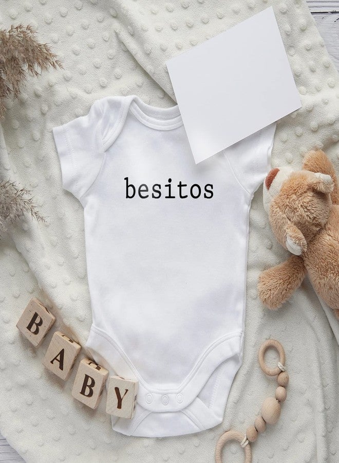 Printique Organic GOTS Certified Baby Onesie Unisex Bodysuit 0-18 months - Besitos | Spanish Quote for Latin Parents (Besitos, 9-12 Months) - Image 2