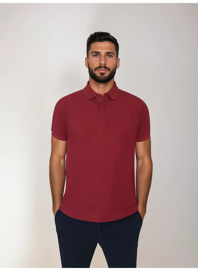 The Founder &Co. Men Polo Shirt Short Sleeve Maroon Premium Pique Cotton Comfort Classic Polo Old Money  - Image 4