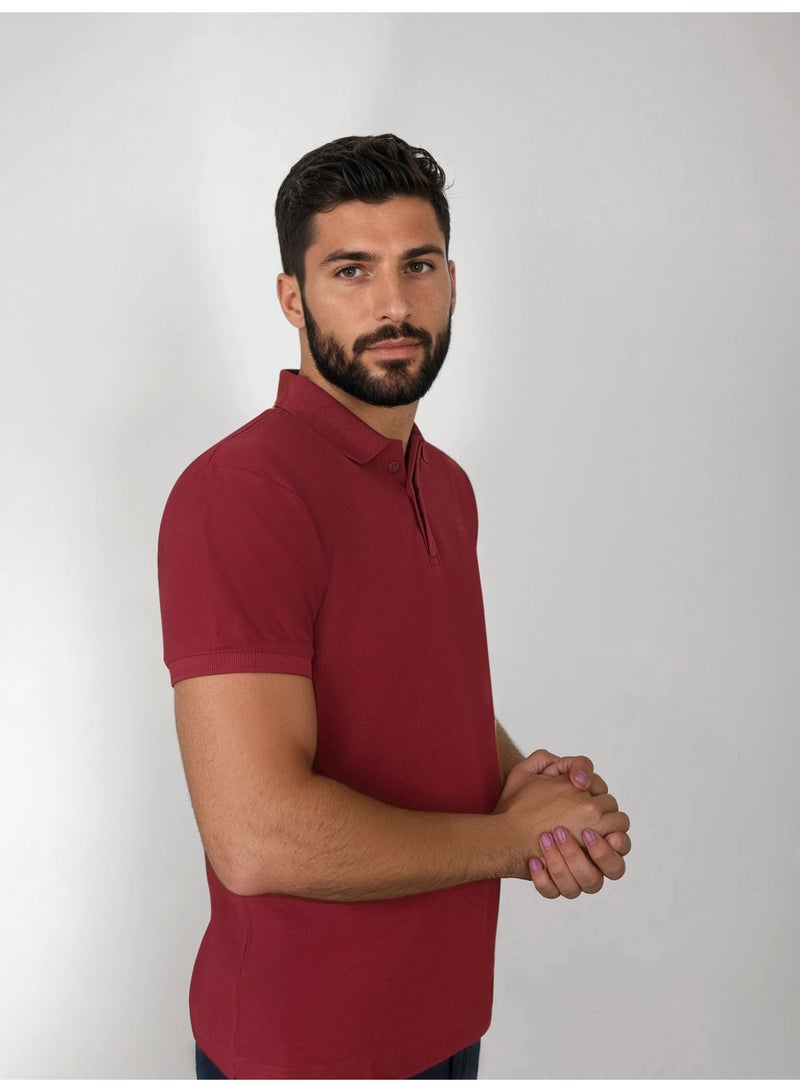 The Founder &Co. Men Polo Shirt Short Sleeve Maroon Premium Pique Cotton Comfort Classic Polo Old Money  - Image 2