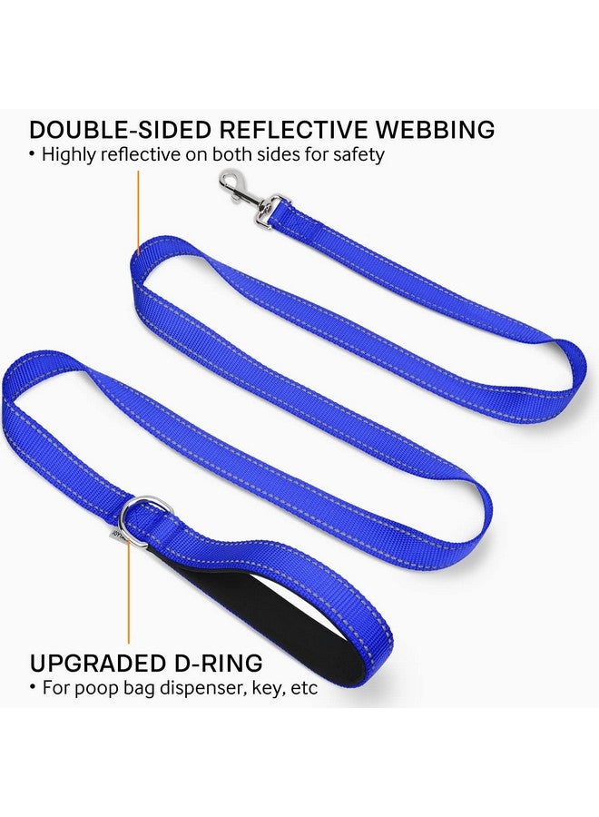 جويتيل مقود الكلاب Joytale العاكس مزدوج الجوانب، بطول 6 أقدام/5 أقدام/4 أقدام، مقود الكلاب المصنوع من النايلون بمقبض مبطن للكلاب المتوسطة والكبيرة أثناء المشي، أزرق داكن، بطول 6 أقدام - Image 2