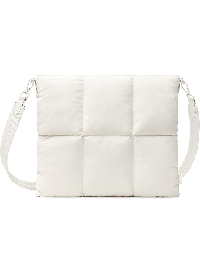 erorex Puffy Tablet Shoulder Bag For Ipad Pro 12.9 Inch Quilted Puffer Puff Tablet Sling Crossbody Bag For Women Pillow Sleeve Case With Shoulder Strap Rice - Image 1