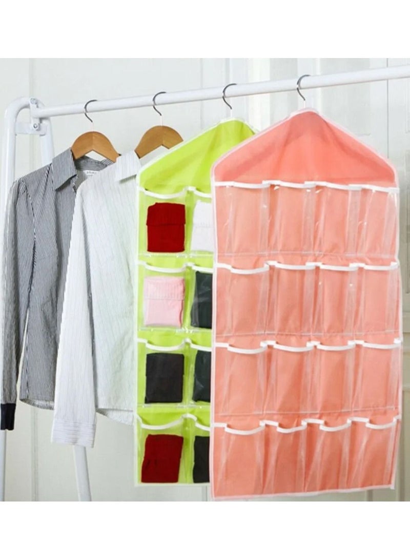 DubaiGallery Polymer Washable 16 Grids Pouch Clothes Sock Underwear Bra Hanging Storage Bag Organizer  - Image 3