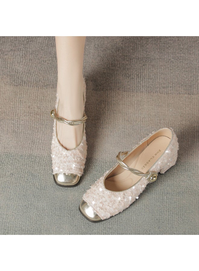 ZHR Sparkling Glitter】elegant Commuter Shoes, One-strap Summer Fashion Shallow Mouth Single Shoes, Mary Jane Women's Shoes, Single Shoes For Women - Image 4