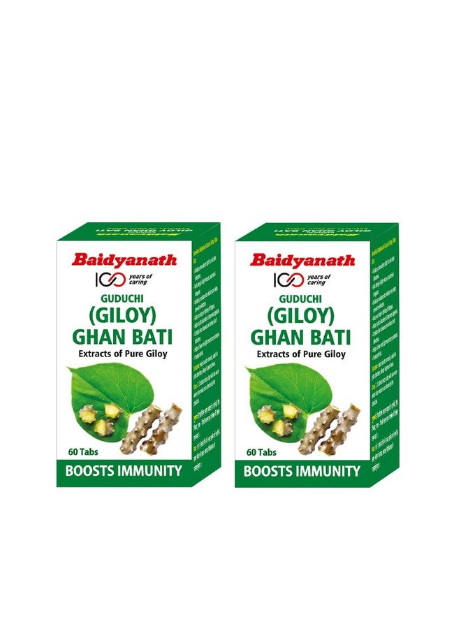 Baidyanath Giloy Ghan Bati 60 Tablets | Boosts Immunity & Digestion | Ayurvedic Guduchi Tablets for Fever, Detox, Acidity & Skin | Herbal Supplement for Health & Wellness | (Pack of 2) - Image 1