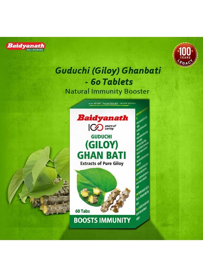 Baidyanath Giloy Ghan Bati 60 Tablets | Boosts Immunity & Digestion | Ayurvedic Guduchi Tablets for Fever, Detox, Acidity & Skin | Herbal Supplement for Health & Wellness | (Pack of 2) - Image 3
