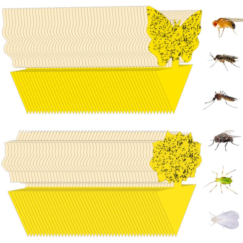 Stingmon 96 Pack Fruit Fly Trap for Indoors, Fungus Gnat Killer Indoor Sticky Traps for Mosquito, Bug Insect Catcher Killer for Houseplant - Image 1