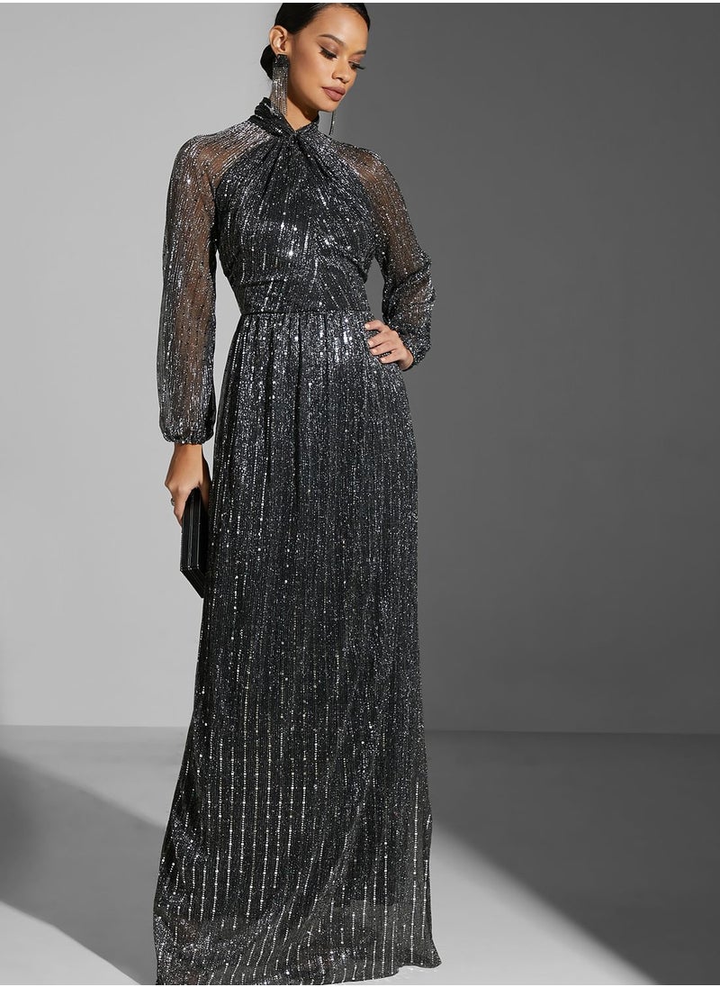 Namshi x - Zena Louay Shimmer Twist Front Gown - Image 1