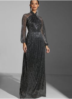 Namshi x Zena Louay Shimmer Twist Front Gown  - Image 1