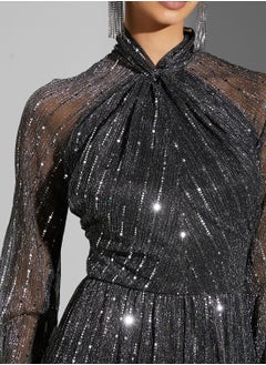 Namshi x Zena Louay Shimmer Twist Front Gown  - Image 4