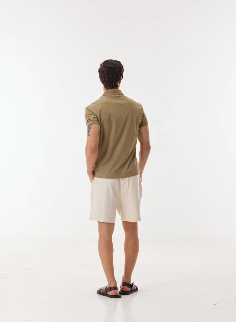 Ashita Fernandes  Caden Men’s Green Cotton Blend Shirt – Relaxed Fit Collared Waist Length Lightweight Casual Wear for Men | Best Price UAE