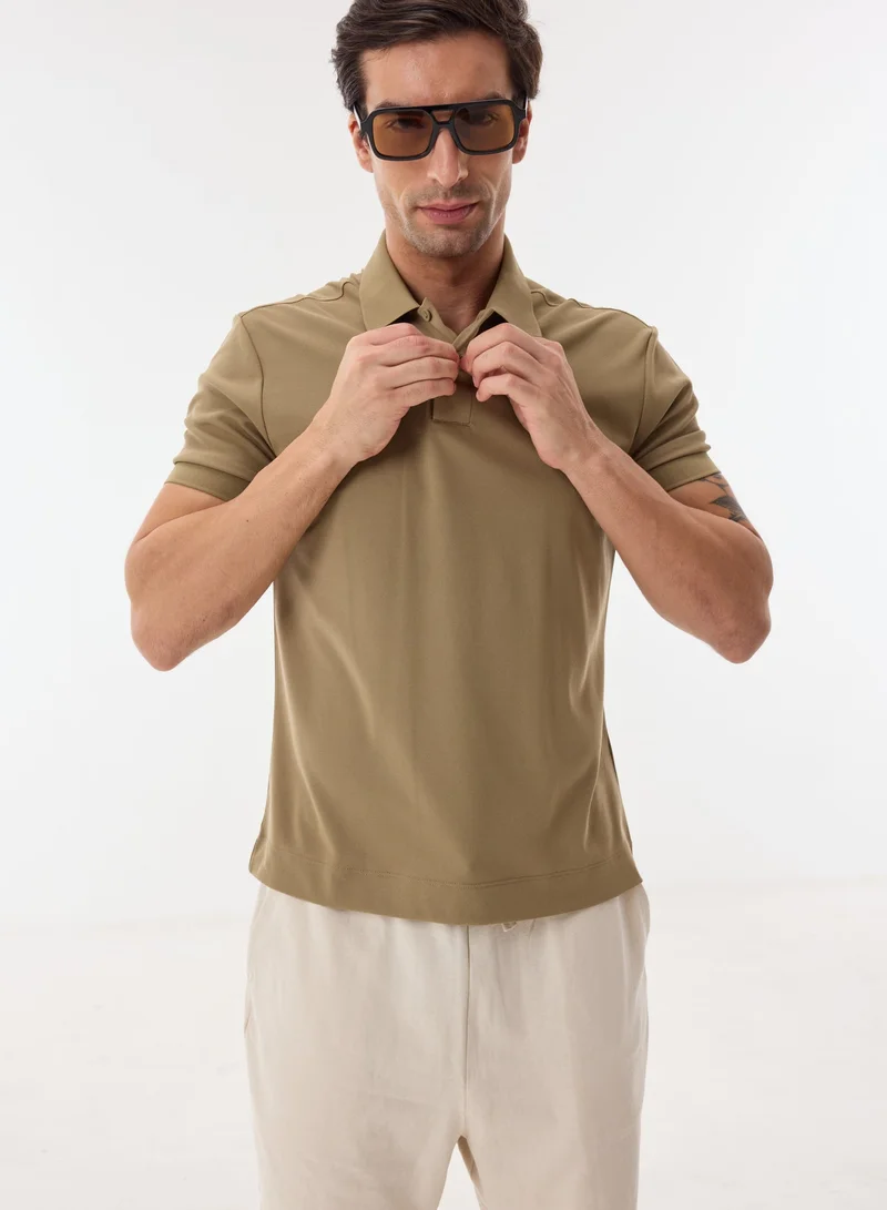 Caden Men’s Green Cotton Blend Shirt – Relaxed Fit Collared Waist Length Lightweight Casual Wear