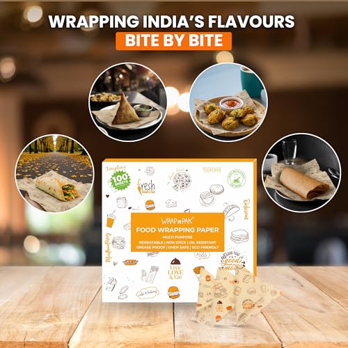 WRAP n PAK Food Wrapping Paper Sheets (100 Sheets, 11×12 Inch) | Food Grade, FDA Approved | Oil Resistant, Non-Soggy Parchment Paper | Chapati, Burger, Pizza & Sandwich Wrapping (Brown Delight) - Image 5