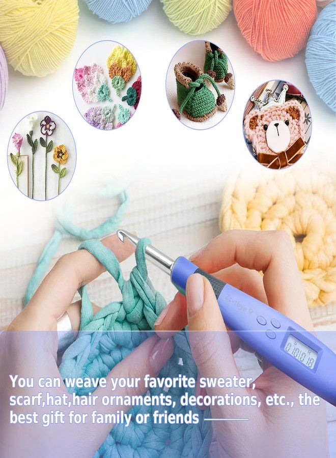 Zcvtbye Counting Crochet Hook Set Digital,Ergonomic Crochet Hooks with 18 Interchangeable Crochet Kit,Lighted Crochet Hooks with 2 Levels Led,Beginner Knitting Kit for Stitch & Row Counter. - Image 2