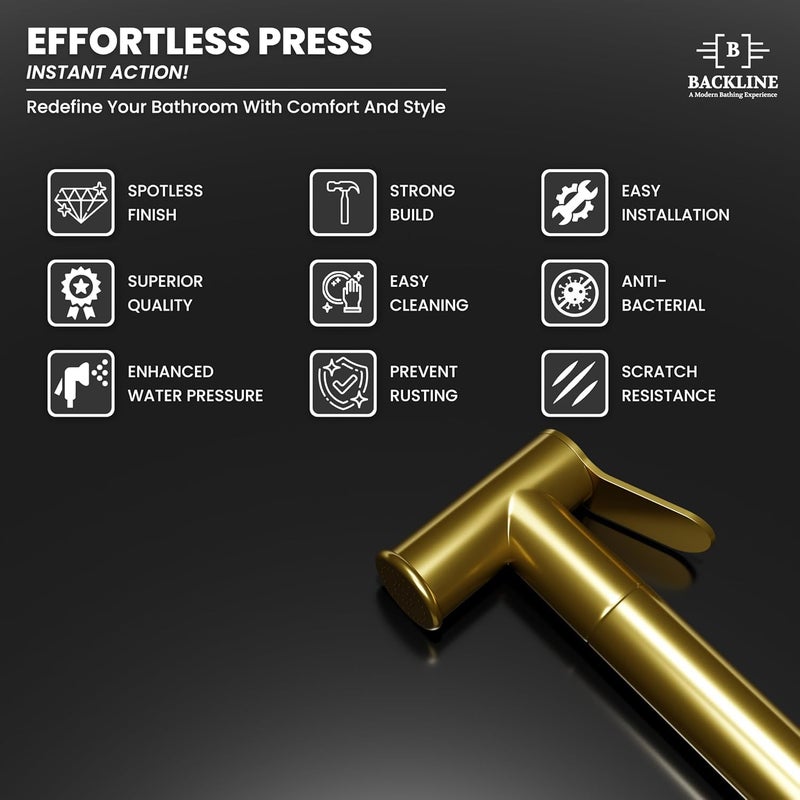 B Backline Brass Jet Spray for Toilet Health Faucet Health Faucet with Stand Flexible Hose Pipe Health Faucet Set for Bathroom Gold - Image 4