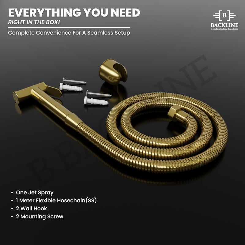 B Backline Brass Jet Spray for Toilet Health Faucet Health Faucet with Stand Flexible Hose Pipe Health Faucet Set for Bathroom Gold - Image 3