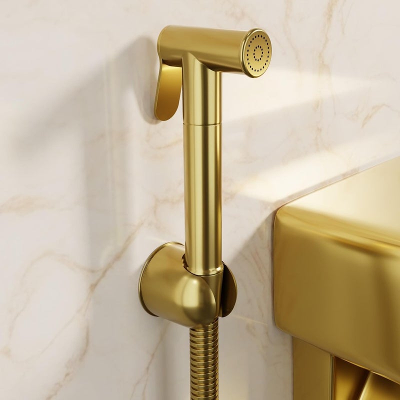 B Backline Brass Jet Spray for Toilet Health Faucet Health Faucet with Stand Flexible Hose Pipe Health Faucet Set for Bathroom Gold - Image 1
